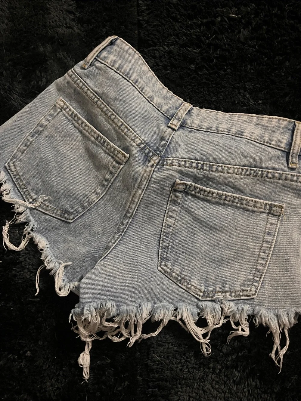 Light Blue Distressed Denim Shorts